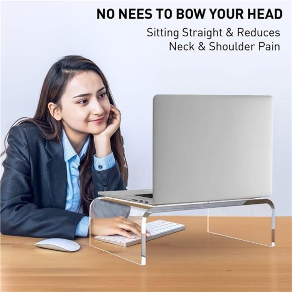 Acrylic Laptop Stand, Monitor Stand Desk Organizer, Clear Monitor Riser - Picture 3 of 7